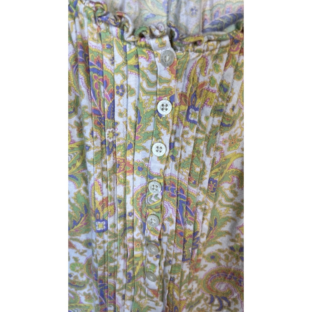 Lauren Ralph Lauren Large Pastel‎ Paisley Cotton Scoop Neck Pintuck Blouse - Picture 5 of 8
